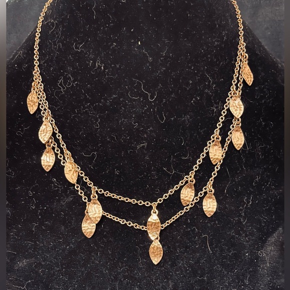 Ralph Lauren Gold Leaf Double Strand Necklace - Picture 2 of 6